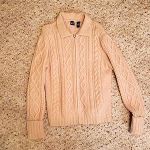 Gap Zip Up Camel Color Lambswool Sweater
